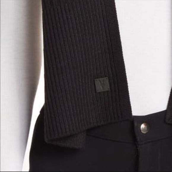 NEW ALLSAINTS Black Wool Blend Ribbed Knit Scarf - Picture 3 of 7